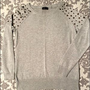 Grey Sweater with Stud Embellishments on Sleeves